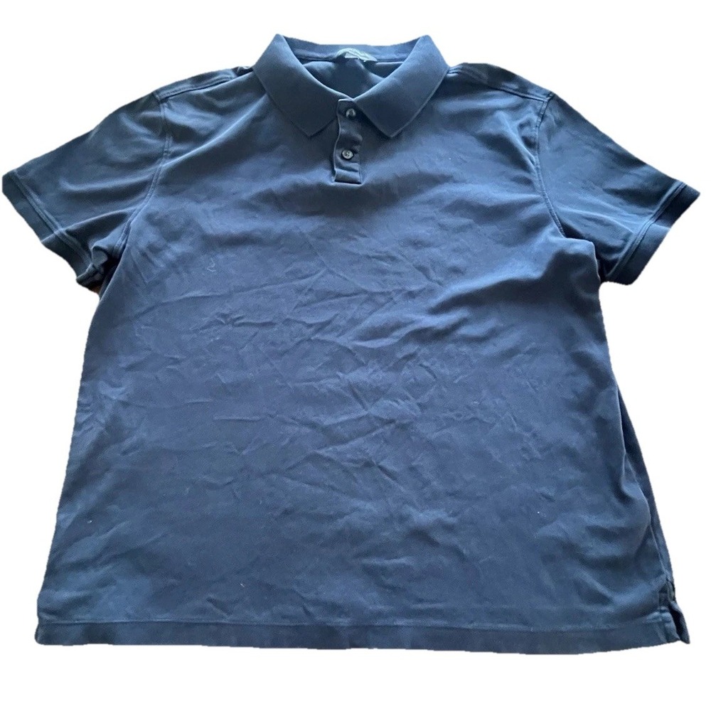 Banana Republic Mens Luxe Touch Performance Blue Collar Polo Shirt Sz Large L